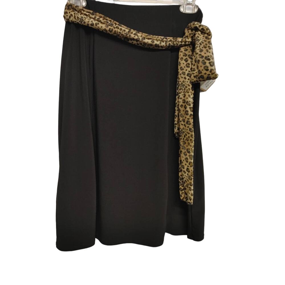 Susan Lawrence  Skirt Elastic Band Animal Print Belt Sash Black Large NWT